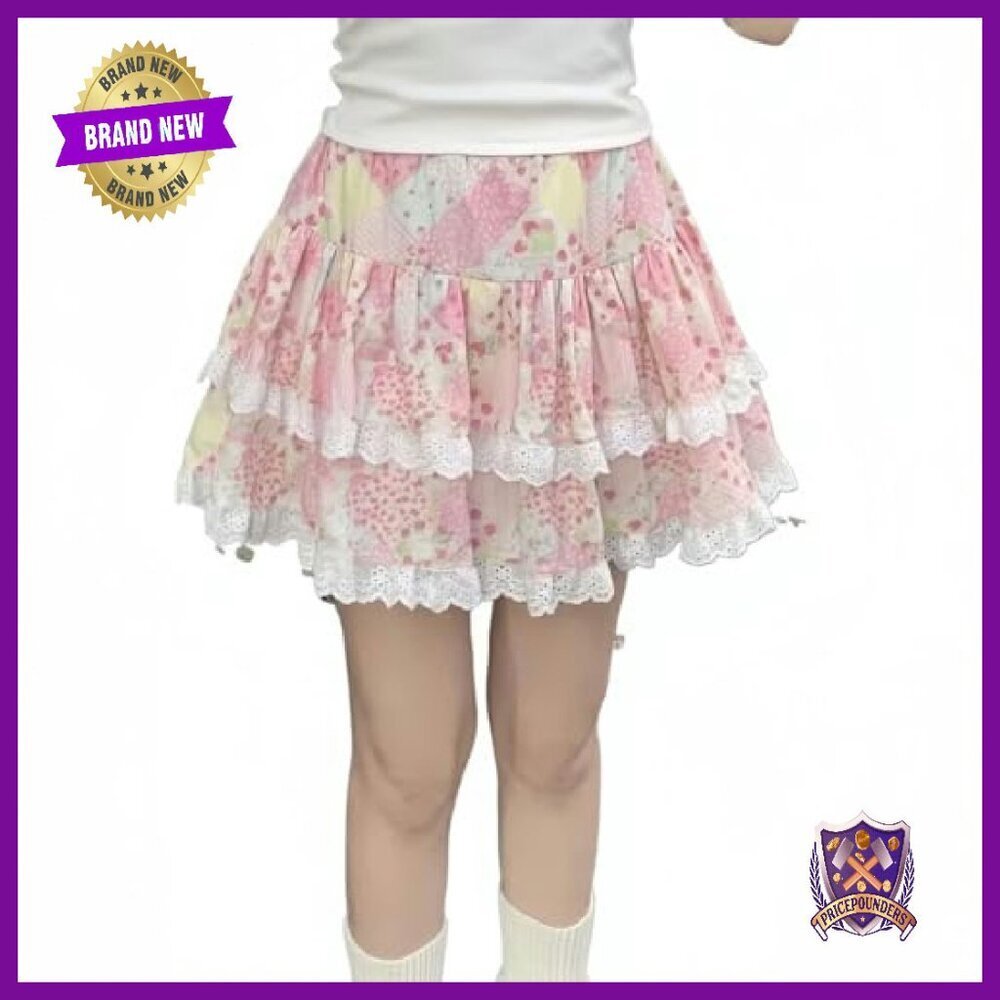 Vintage Y2K Lace Mini Skirt High Waist A-Line Sweet Lolita Style